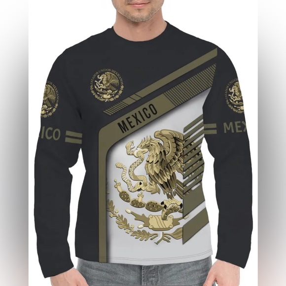 Men's shirt with eye-catching Mexican Aztec print: Round neck, long sleeves, com - Picture 5 of 7